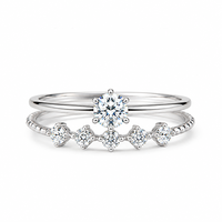Ensemble de bagues de mariage en moissanite, bague de fiançailles en argent sterling 925 et alliance assortie 0,1 CT