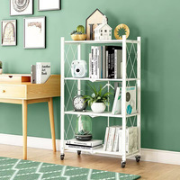Étagère de rangement de cuisine pliable sur pied, sans installation, multi-niveaux, compatible four/micro-ondes, en acier au carbone