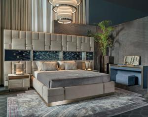 Tùy Chỉnh Ý Mới Nhất Sang Trọng Đồ Nội Thất Phòng Ngủ Cao cấp Da Đôi Giường Lớn Cao Đầu Giường Sang Trọng Hiện Đại Vua Kích Thước Giường - Product Image 1