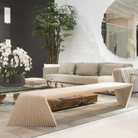 Banc long paramétrique moderne en bois massif, design artistique, pour espaces d'attente publics (hôpitaux, écoles, extérieurs), sièges de salon écologiques