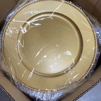 Vente en gros d'assiettes en plastique dorées chargeur d'assiettes de fête d'hôtel de mariage assiettes décoratives pour les mariages