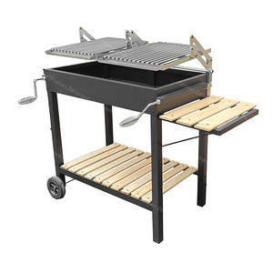 <span class=keywords><strong>Parrilla</strong></span> <span class=keywords><strong>Argentina</strong></span> <span class=keywords><strong>de</strong></span> Carbón con Doble Rejilla en V Independiente, Altura Ajustable, <span class=keywords><strong>Parrilla</strong></span> Exterior con Carro y <span class=keywords><strong>Mesa</strong></span> Lateral <span class=keywords><strong>de</strong></span> Madera - Product Image 5