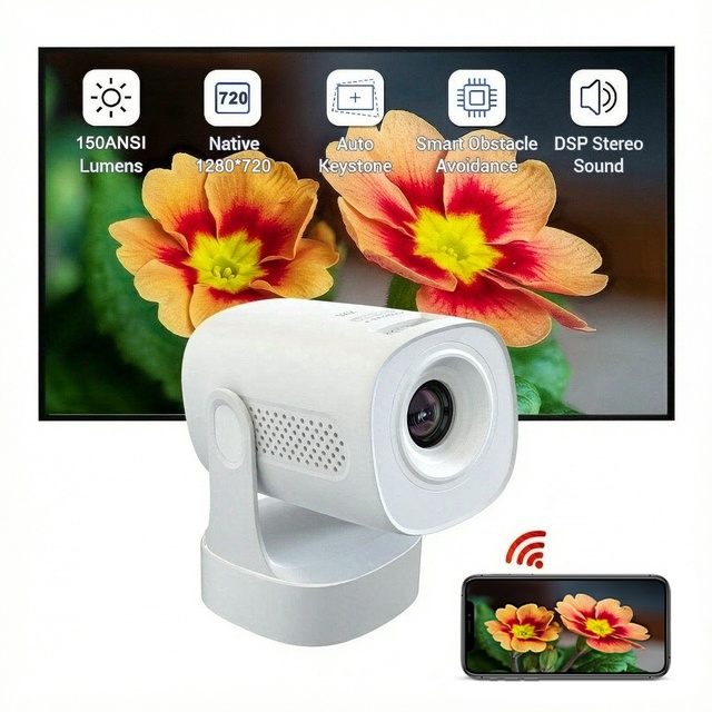 Smart TV Video Gaming Short Throw Projector HD 720P Android 12 Support 4K Movie Digital Wifi Projector with Rechargeable Battery
