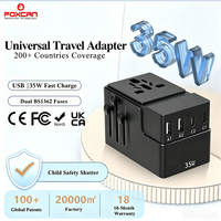 Adaptateur de voyage universel GaN 35W FOxcan Patent, alimentation d'usine, 3C1A 10A, logo personnalisé disponible pour les voyages mondiaux