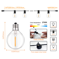 Lampu String LED Globe Patio 25ft 50ft OEM ODM IP44 Tahan Air Fleksibel Vintage Putih Hangat Soket E12 Bohlam G40 Dapat Diredupkan