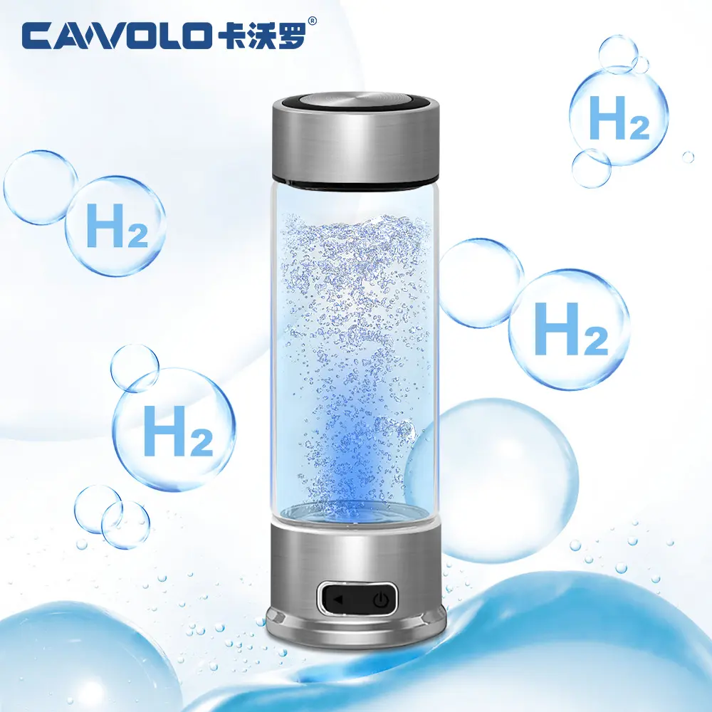 Botella de agua rica en hidrógeno de vidrio de 400ML, carga USB, fabricante de agua de hidrógeno de alto PPM, generador de agua de hidrógeno SPE de carga rápida
