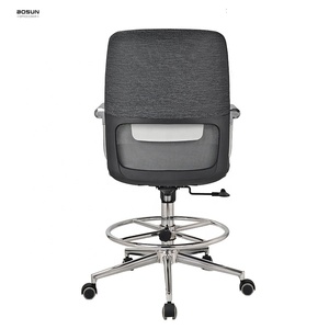 Tabouret de laboratoire pivotant ergonomique en tissu gris à dossier moyen, <span class=keywords><strong>chaise</strong></span> de travail pour le dessin, <span class=keywords><strong>chaise</strong></span> de travail pour le bureau avec repose-pieds - Product Image 5