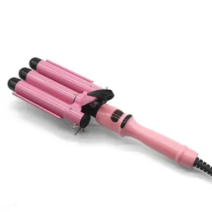 Hot Selling 3 Barrel Hair Waver Curler Ceramic Ionic 1 Inch Wand Magic Curling With LCD Display