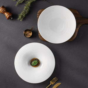 YAYU OEM工厂批发Vajilas De Porcelana套装白色自助酒店陶瓷沙拉菜餐厅定制瓷盘 - Product Image 2