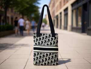 Borsa a Spalla Lavorata a Maglia con Motivo a Lettere, Due Manici, Chiusura Aperta, per Uso Quotidiano, Adatta a Tutte le Stagioni - Product Image 2