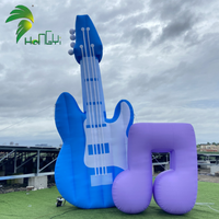 Ballon publicitaire gonflable personnalisé Hongyi 2026 en bâche PVC, modèle guitare musicale avec logo LED