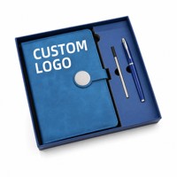 Coffret Cadeau d'Affaires avec Fermoir à Disque : Carnet A5 en Cuir PU Premium, Stylo Métallique, Recharge de Stylo, Coins Arrondis, Logo Personnalisé pour Entreprise, Exécutif
