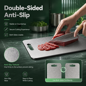 Planche à découper en titane pur cristallin de qualité supérieure, antibactérienne, antidérapante, en métal, pour la cuisine - Product Image 3