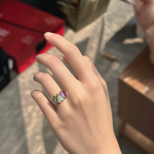 Fashion <b>Rings</b> 316L Stainless Steel PVD Gold Plating Heart Design <b>Adjustable</b> Size For Women Jewelry - Product Image 3