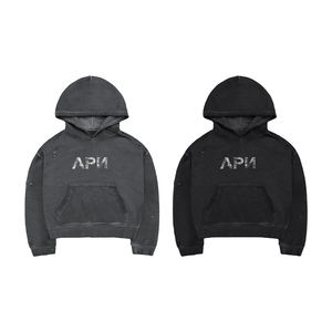 Sudadera con Capucha KingSen de Invierno Unisex, 100% Algodón, Lavado Ácido, Bordada, Transpirable, Estilo Vintage Hip Hop, Holgada, para Hombre - Product Image 5