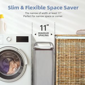 Petit espace moderne 85 L gris <span class=keywords><strong>panier</strong></span> à <span class=keywords><strong>linge</strong></span> roulant trieur 2 charges capacité organisateur <span class=keywords><strong>panier</strong></span> vêtements sales meubles <span class=keywords><strong>de</strong></span> <span class=keywords><strong>salle</strong></span> <span class=keywords><strong>de</strong></span> <span class=keywords><strong>bain</strong></span> - Product Image 4