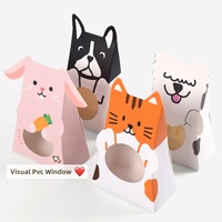 Boîte d'emballage en papier pliable avec fenêtre découpée, motif chaton de dessin animé mignon, pour bonbons, biscuits, cadeaux