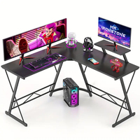 AJUNION, mesa de juegos en forma de L, escritorio de ordenador de esquina con soporte de Monitor grande, escritorio de juegos de superficie de fibra de carbono para oficina en casa