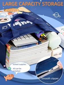 Bonito bolso de lona con cierre de cremallera, bolso de hombro Bubu, carpeta de archivos de tela, papelería, bolsa para documentos, proveedores escolares - Product Image 4