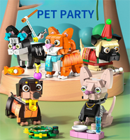 Mini 3D plástico Animal perro gato bloque de construcción chico mascota modelo juguete y adorno de mesa de ordenador Decoración regalo educativo