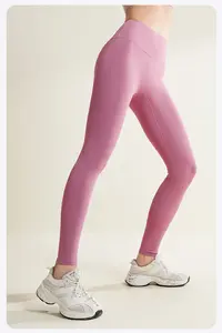 Mallas de Fitness de cintura alta para mujer, pantalones de Yoga elásticos transpirables de cuatro vías para gimnasio con características ligeras y de secado rápido, novedad