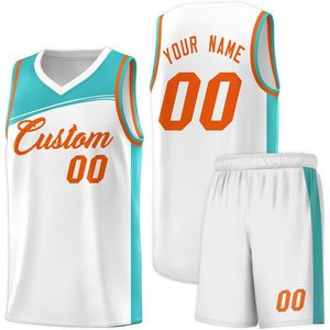 Conjunto de Camiseta de Baloncesto Personalizada con Nombre y Número, Cuello en V, Transpirable, Ropa Deportiva Unisex para Adultos - Product Image 1