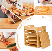 Support à pizza multicouche en bois, planches à découper à pizza en bambou antiadhésives, support pour spatule à pizza pour le rangement et la cuisson