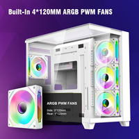 AntarcChill Glass Panel Atx Full Tower Gaming Computer Cases Cabinet Gaming Pc Case With 4x120mm Argb Fan Type-C Desktop Casing