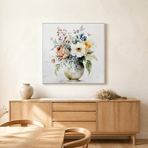 Quadro su Tela con Bouquet Floreale Impressionista Romantico ad Acquerello, Dipinto di Fiori per Camera da Letto, Regalo per Lei, Decorazione - Product Image 1
