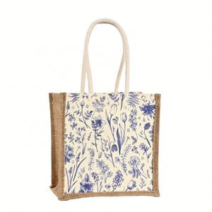 High Quality Custom Logo Cotton Canvas Jute Tote <b>Shopper</b> Bag <b>Leopard</b> Pattern With Long Handle Promotional and Cheap - Product Image 1