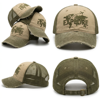 Gorra Trucker Unisex Ajustable al por Mayor, de 6 Paneles, Bicolor, con Malla Transpirable, Estilo Desgastado, para Logotipo Personalizado