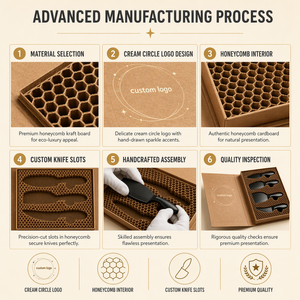 Eco-Friendly Kraft Honeycomb <strong>Gift</strong> Box with Gold Foil Book-Style Packaging for <strong>Cheese</strong> Knife Cutlery Set - Product Image 3