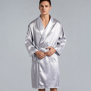 Kimono in Raso da <span class=keywords><strong>Uomo</strong></span>, Vestaglia a Maniche Lunghe Leggera in Seta, <span class=keywords><strong>Pigiama</strong></span>, Abbigliamento da Notte e da Casa, Ingrosso Personalizzato OEM ODM - Product Image 2