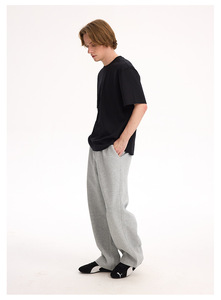 Pantalon de survêtement décontracté en molleton bouclette coupe droite et ample pour homme et femme – Printemps/Été - Product Image 2