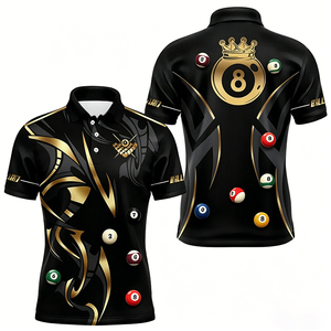 Camiseta de Billar para Hombre S.Q.F, Diseño de Corona de 8 Bolas, Impresión 3D por Transferencia de Calor, Uniforme de Equipo, Estilo Vintage, 300 Gramos, 100% Algodón de Lujo - Product Image 1