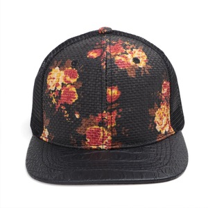 Floral Print <b>Straw</b> <b>Hat</b> Adjustable Unisex Mesh Back Casual Cap Summer Beach Sun Protection <b>Hat</b> - Product Image 5