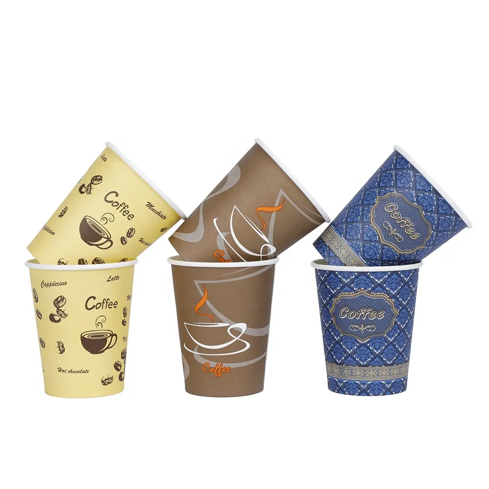 Vasos de papel Kraft de diseño personalizado desechables para llevar compostables ecológicos