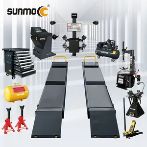 Sunmo 3D Penyelaras dengan peralatan pelurusan 4 roda pengangkat gunting mobil
