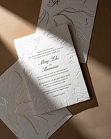 Papelería de Boda de Lujo, Tarjetas con Forma Floral, Tarjetas de Menú, Tarjetas de Lugar, Estampado en Relieve, Impresión Tipográfica, Conjunto de Invitaciones de Boda