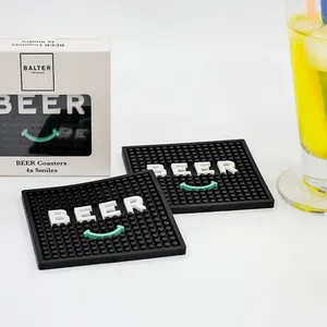 गर्म विक्रेता सस्ते 3D कस्टम लोगो प्लास्टिक सिलिकॉन चटाई पेय के लिए नरम पीवीसी रबर कप coasters