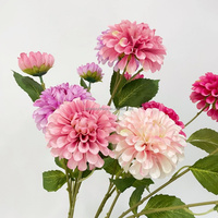 C231 Décoration d'intérieur artisanale réaliste, grande fleur de dahlia blanche à 3 têtes en soie, haute simulation, pour mariage, maison, fête, vente en gros