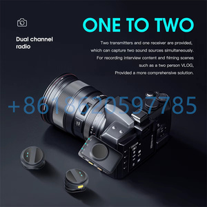 Micrófono inalámbrico recargable para exteriores, micrófono para cámara de teléfono, vlog, video, transmisión en vivo - Product Image 2