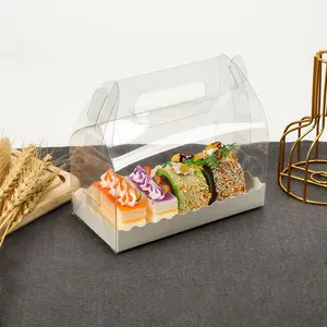Toptan şeffaf tek kullanımlık katlama farklı boyutlarda taşınabilir taşınabilir plastik ekmek meyve kek rulo kutusu