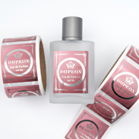 Rouleau d'étiquettes adhésives personnalisées de luxe, logo imprimé, estampage à chaud or et argent, étiquettes pour flacons de parfum, autocollants cosmétiques imperméables