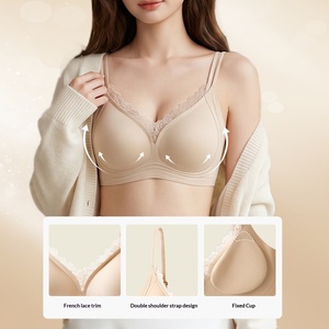 <span class=keywords><strong>Reggiseno</strong></span> Senza Cuciture con Pizzo Francese, Coppe Fisse, Doppia Spallina, <span class=keywords><strong>Push</strong></span>-<span class=keywords><strong>up</strong></span>, Lingerie Bralette, Intimo Donna all'Ingrosso - Product Image 1