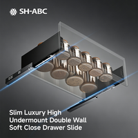 Glissières de tiroir robustes SH-ABC Slim en acier inoxydable pour armoires de cuisine, salle de bain, chambre et hôtel
