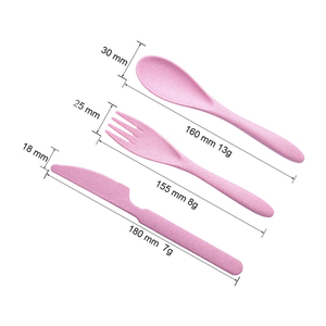 Spoon Set Wheat Straw Cutlery Set Portable Spoon Fork Knife Set Biodegradable Wheat Straw Cutlery Set