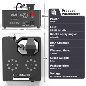Nouvelle unité d'effets professionnelle pour lieux de spectacle, générateur de brouillard au sol à LED RGB 3-en-1 2000W haute puissance, équipement de scène pour clubs et soirées, rig à fumée à double tuyau - Product Image 3