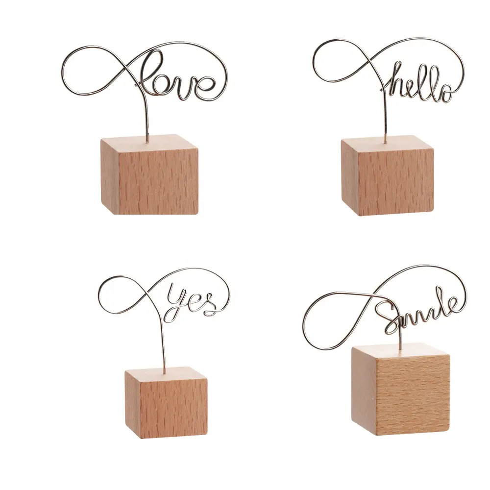 Creative Round Wooden Iron Photo Clip Memo Name Card Pendant Furnishing Articles Picture Wall Frame