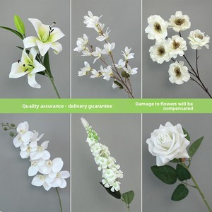 Fleurs d'hortensia artificielles blanches floquées - Décoration pour mariages et photographie en extérieur, arrangements floraux en soie et accents paysagers - Product Image 3